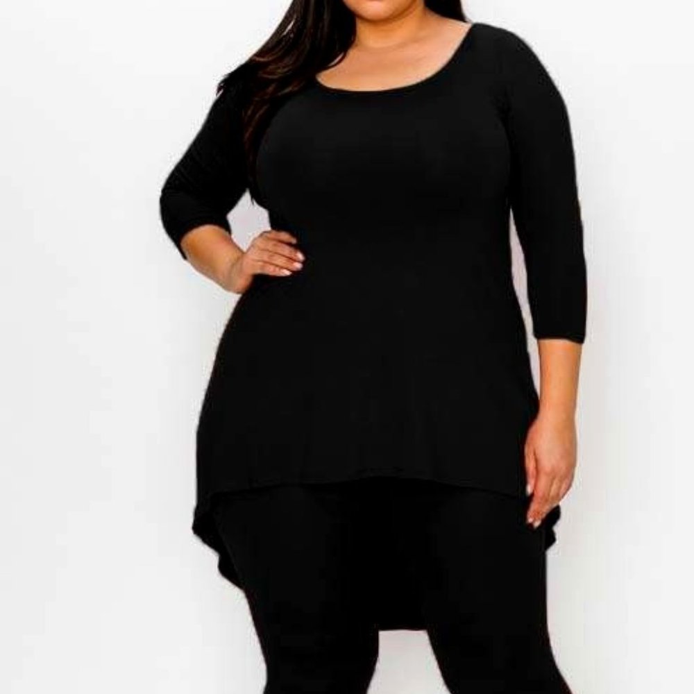 2 Piece pant set with HIgh low top and leggings